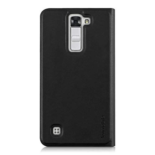 kwmobile Funda para LG K7 - Case estilo libro de cuero sint  tico con ventanilla - Flip Cover plegable negro