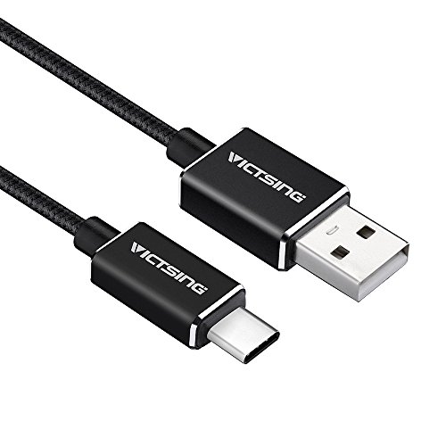 VicTsing 1m USB 3.1 Typ C Type C auf USB 2.0 Männlich to Männlich Nylon Braided Kabel Adapter mit Reversiblen Connector für Macbook 12inch 2015, ChromeBook Pixel, Nokia N1, Nexus 5x Nexus 6P usw. - Schwarz