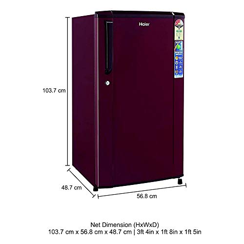 Haier 170 L 3 Star Direct Cool Single Door Refrigerator(HRD-1703SR-R/HRD-1703SR-E, Burgundy Red)