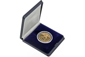 SAFE 7957 Étui Rigide pour pièces | pour pièces jusqu'à 21 mm Ø | Bleu foncé | Intérieur Velours et Coussin en Soie | Dimensions extérieures 65 x 70 x 12 mm