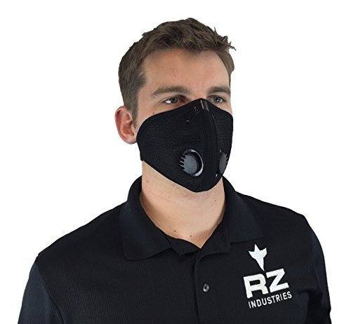 RZ Dust/Pollution Mask Bonus Pack w/5 Laboratory Tested Filters, Model M2, Mesh, Black, Size XL by RZ Mask