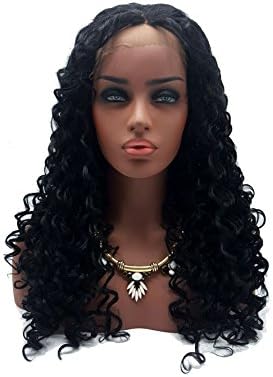HonorHair Glueless Synthetic Lace Front Long Wigs Fashion Kinky Curly Hairs Middle Part Wig for Black Women 1B Off Black