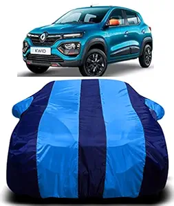 DRIZE Fully Elastic Ultra Surface with Triple Stitched Waterproof Striped Car Cover for Kwid - Blue