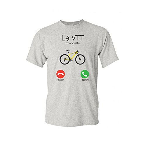 Mygoodprice T-Shirt col Rond Le VTT m'appelle Gris L
