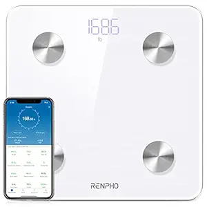 RENPHO Smart Body Fat Scale Bluetooth Digital Bathroom Scales Wireless Weight Scale BMI Scale Body Composition Monitor with Smartphone App, 396 lbs - White