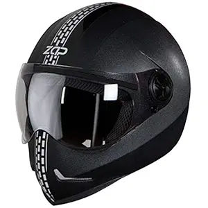 Steelbird SB-50 Adonis Zap Dashing Full Face Helmet Black with Silver (Large 600 MM, Plain Visor)