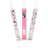 Liname Schnullerband Mit Clip Für Mädchen – 3 Stück Saugerband – Premium Qualität Universeller Schnuller Clip Für Alle Schnuller Mit Und Ohne Ring – Beidseitiges Modisches Design - 3