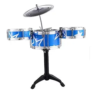 JoyBox Jazz Drum Set Musical Toy 3 Drum, 2 Drum Sticks, 1 Steel Dash, 1 Stand (Multi Colour)