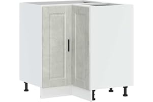 vidaXL Porto Concrete Grey Corner Kitchen Cabinet - Engineered Wood Base Storage Unit, Adjustable Feet, Modern Style, 75.5x75.5x81.5 cm