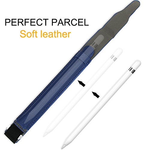 Apple Pencil hülle halter, SOCU Premium-PU Leder Bleistift Taschen Sleeve abnehmbare Beutel-Abdeckung für Apple-Bleistift für iPad Pro 9.7, 12.9 Zoll tiefblau - 4
