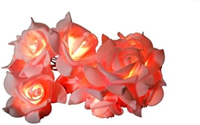 Hzenya Fairy Light 7cm Large Pink Rose string light garland, 10 Warm White LEDs, Length 175cm, Battery Operated (Pink)