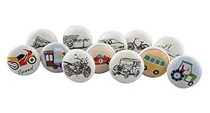 IndianShelf Handmade Vocalforlocal Ceramic Kids Vehicle Dresser Knobs Mix Combo Assorted Furniture Cupboard Pulls(Multicolor