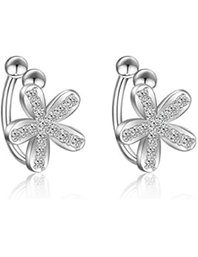 Ohrclip ohne ohrloch Damen mädchen 925er Sterling Sliber mit Bling-Zirkonia schneeflocke Blumen Einfache Stil