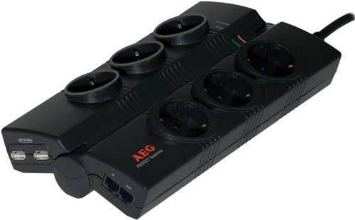 Preisvergleich Produktbild AEG Überspannungsschutz (2X 3 Schutzkontaktsteckdosen, 2X USB Ladeanschlüsse)