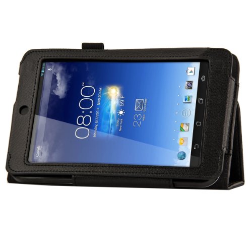 3in1 Set: kwmobile Hülle für Asus Memo Pad HD 7 ME173X – Tabletcover Slim Case Tablet Schutzhülle – Smart Cover Tabletcase Schwarz + Folie, kristallklar + Stylus, Schwarz - 2