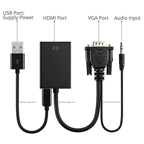 VGA To HDMI Converter 1080p FULL HD Adapter Cable With Audio For HDTV PC Laptop TV - 3
