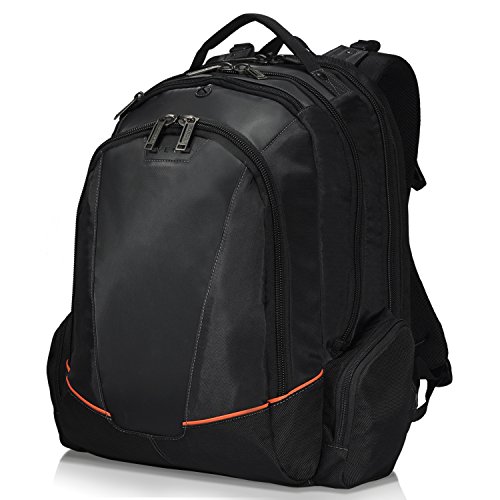 Everki Flight – Laptop Rucksack für Notebooks bis 16 Zoll (40,6 cm) mit durchdachtem Fächer-Konzept, weich gefüttertem iPad / Tablet-Fach und weiteren hochwertigen Funktionen, Schwarz