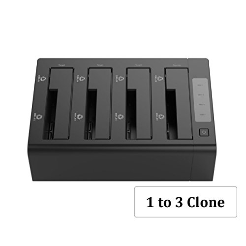 ORICO 6648US3-C 4 Bay USB 3.0 SATA I/II/III HDD Clone Festplattendockingstation - 1 zu 3 Klonfunktion für 2,5 und 3,5 Zoll Festplatten und SSDs - bis zu 4x8TB (=32TB) Speicherkapazität - ABS-Material Schwarze Farbe
