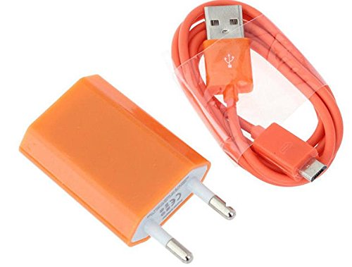 Reido® (Orange) 2in1 Set Adapter + USB Datenkabel für Samsung SM-G900F Galaxy S5 Galaxy S7 S4 S3 S2 S6 S5 S6edge Samsung Galaxy S6 S5 S7edge Galaxy S4 S5 I9300 I9505 S4mini S2 i9100 I9300 Galaxy S4 Galaxy S3 S3Mini S5mini Galaxy S3mini / S 4S4mini / S5 S5mini I9505 Galaxy S4 I9300 Galaxy I9100 I8190 I9500 Micro-USB Ladegerät Ladekabel Netzteil (kein Original) (2in1 Orange Adapter+Kabel)