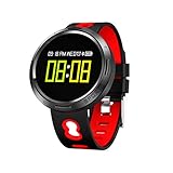 YWYU Mode Bluetooth Smart Watch Fitness Tracker Schrittzähler Sportuhr Pulsmesser Fitness Tracker Wasserdichte Sportuhr (Farbe : Red)