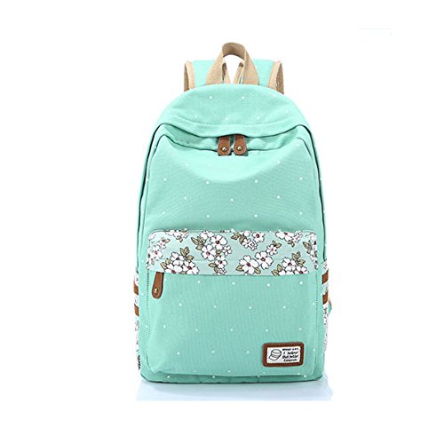 Evay Canvas Rucksack Retro Vintage Stil Bunte Polka Dot Daisy Blume Schulrucks  cke Schule Tasche f  r Damen und Herren Leichte Niedlichen Wasserdicht