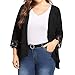 Produktbild OSYARD Damen Spitze Mäntel Plus GrößE, Damen Plus GrößE Lace Open Front Lose Kausalen Leichte Kimono Cardigan Mantel Jacken Westen (XL, Schwarz)