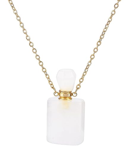 Collana Diffusore Per Oli Essenziali SUPERFINDINGS | Pendente Bottiglia In Quarzo Bianco Naturale, Esagonale, Reiki Chakra