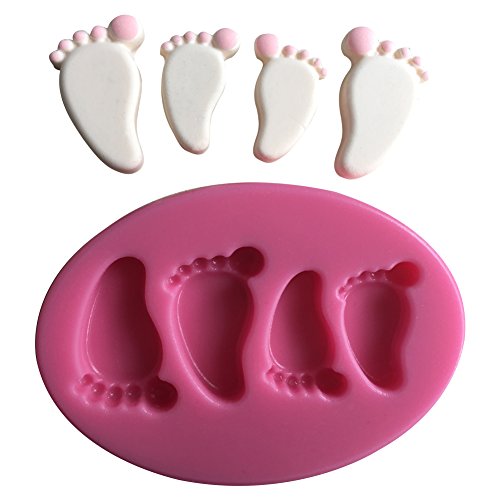 MOLLYSKY Zwei Paare Baby-Fuß-3D-Silikon-Form für Kuchendekoration,Rosa - 5