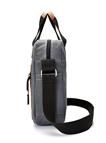 Feehan Travelite Basics Unisex Umhängetasche, 35x28x12 cm, 0.76KG,Unisex Vintage Umhängetasche Leder Canvas Laptop Schultertasche, Modern Umhängetasche, Laptop-Tasche, Computer-Tasche, aus Segeltuch, für Männer und Frauen, Herren, - 2