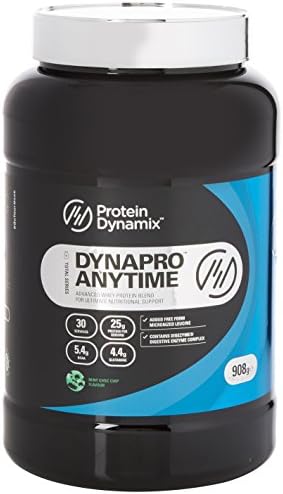Protein Dynamix Dynapro Anytime 100 Percent Whey Protein Powder Mint Chocolate Chip Flavour Shake Drink Mix, 908 g