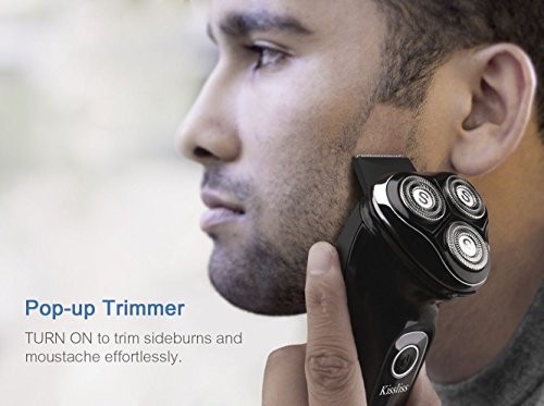Kissliss USB Aufladen Nass- & Trockenrasierer Wasserdichter Rotationsrasierer Elektrischer Rasierer für Männer - 5