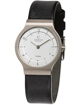 Obaku Denmark Flache Titan Damenuhr mit Lederband V133LTIRB