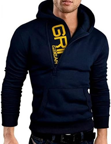Zip Hooded Sweatshirt, iHee Mens' Long Sleeve Hoodie Tops Casual Jacket Coat Outwear (M, Navy)