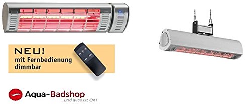 Infrarotheizstrahler CasaTherm W Gold LowGlare Goldröhre, 2000 W, mattweiß, IP65, 8,7 A, 1,8 m Zuleitung, Schukostecker und Wandhalter