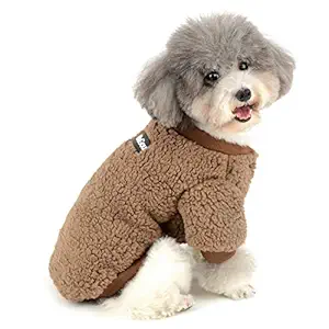 Zunea Sherpa Small Dog Sweater Coat Winter Fleece Puppy Clothes Warm Chihuahua Jacket Jumper Clothing Fall Pet Cat Doggy Boy Girl Shirt Apparel for Cold Weather Brown M