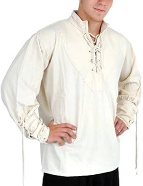 Piratenhemd mit Stehkragen Gothic Mittelalter natur 1605