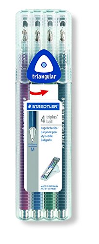 Staedtler 431 MSB4 Triblus ball Kugelschreiber, 4 Stück in aufstellbarer Staedtler Box