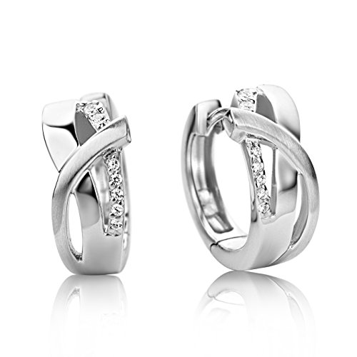 Miore Damen-Creolen 925 Sterling Silber Zirkonia