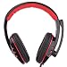 Produktbild Morehappy7 USB-Gaming-Headset, Komfortabler Over-Ear-Kopfhörer mit Mikrofon, Leder, verkabelt, Stereo-Headset für PS3, PS4, Spiele, Sony PC, Skype, Laptop (USB), schwarz/rot, 3,5 mm