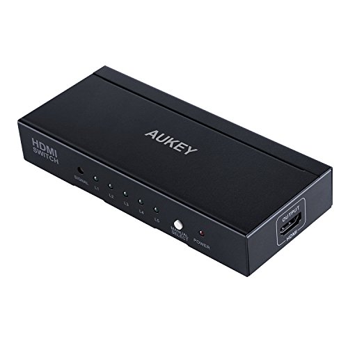 AUKEY HDMI Switch 5 Input 1 Output Unterstützung 4K und 3D im Metall für HDTV / Blu-Ray player / DVD / DVR / Xbox / PS4 usw.