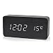 Produktbild Iitrust Neuer Batteriebetriebener Holz LED-Design Digitaler Wecker mit Datum, Temperatur und Feuchtigkeit Sound-Sensor Wecker, 3 Stufen LED Helligkeit (Schwarz)
