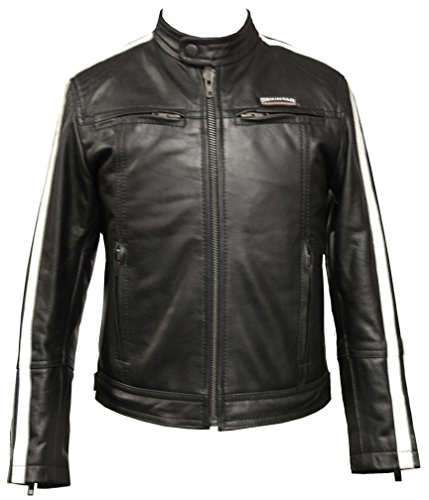 Preisvergleich Produktbild Leatherbox Kinder echtes Leder Moto Jacke Schwarz 32 11 - 12 Jahre alt