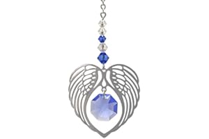 Wild Things Angel Wing Heart - Sapphire September Birthstone Colour Suncatcher Keepsake - Embellished with Crystals from Swarovski®