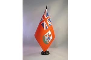 Bermuda Table Flag 5'' x 8'' - Bermudian Desk Flag 21 x 14 cm - Black plastic stick and base - AZ FLAG