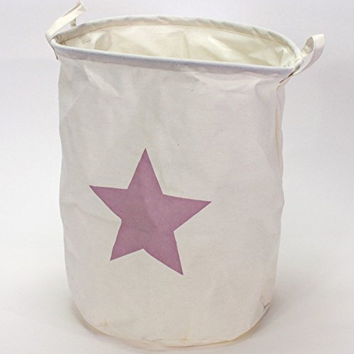 Wäschesammler Étoile Ø 35 cm Multifunktionstasche Wäschesack Wäschekorb Sammler (weiß-rosa)