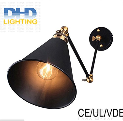 spécification Lampe Murale Double fer réglable bras Ombre Wall Lamp Industrial Bras Long Bougeoir Luminaire lampe à côté de chambre à coucher,avec 110V Ampoule,# 5559# #