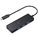 Price comparison product image AUKEY USB C Hub, Ultra Slim USB C Adapter with 4 USB 3.0 Ports for MacBook Pro 2017 iMac, Google Chromebook Pixelbook, USB Type C Devices (Black)