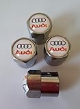 Metal de alta calidad. AudiWhite - Juego de cuatro tapones para válvula de coche de metal cromado plateado A1 Sportback S1 A3 A4 A5 A6 A7 A8 Q3 Q5 Q7 TTR8 RS e-tron