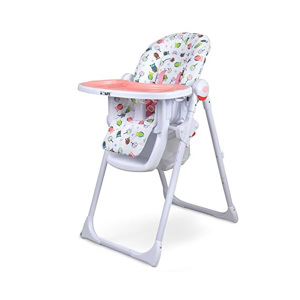 iSafe Mama Highchair - Twilight Recline Compact Padded Baby High Low Chair Complete with Double Tray & Storage Basket