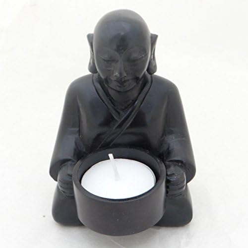 Buddha t-light holder black soapstone handmade 10cm India Fair Trade